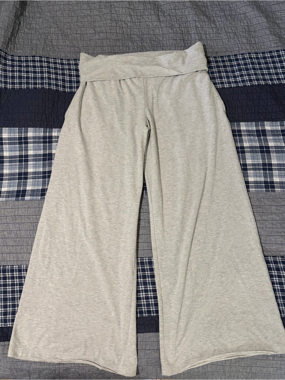 PINK Victoria's Secret Heather Gray Wide-Leg Foldover Pants